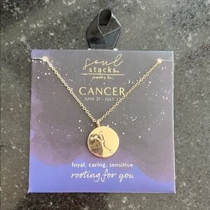 NWT Soul Stacks Cancer Zodiac Necklace Gold New